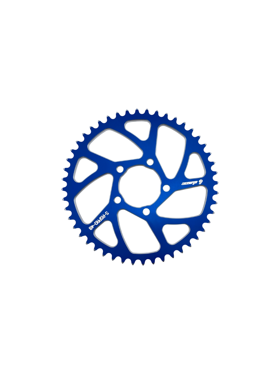 Warp 9 Racing E-Moto rear sprocket in aluminum and stainless steel with 48 teeth, compatible with Surron, Talaria, and more.