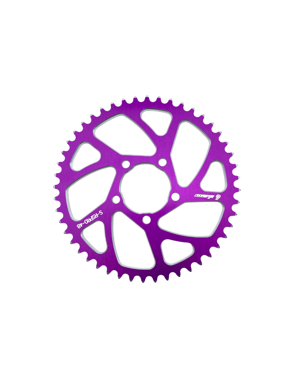 Warp 9 Racing E-Moto rear sprocket in aluminum and stainless, 40 to 64 teeth, compatible with Surron, Talaria, and more.