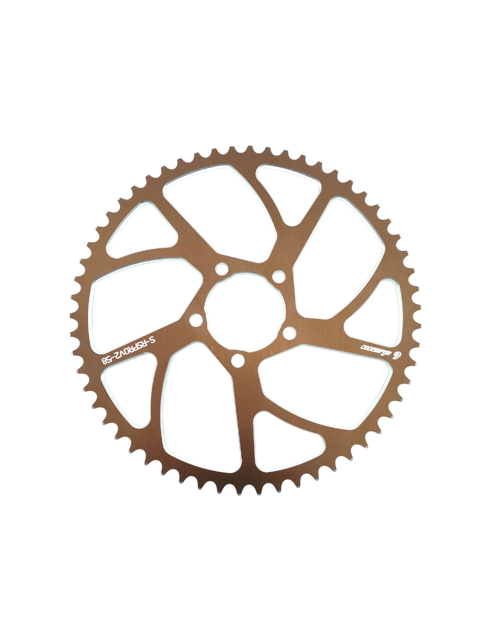 Warp 9 Racing aluminum and stainless steel E-Moto rear sprocket with 58 teeth for Surron and Talaria electric bikes.