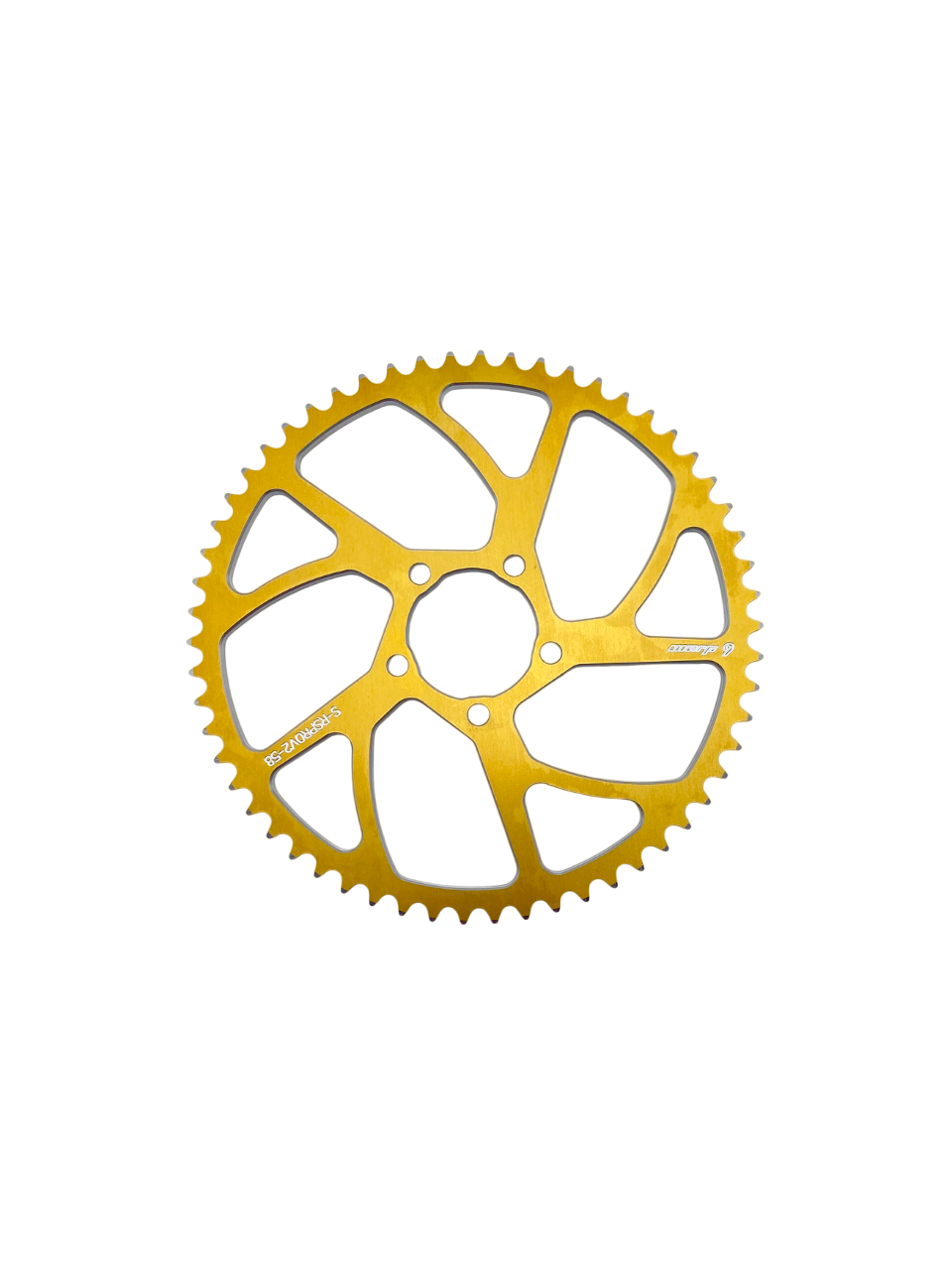 Warp 9 Racing E-Moto rear sprocket in aluminum and stainless steel, 40-64 teeth for Surron, Talaria, and other electric dirt bikes.