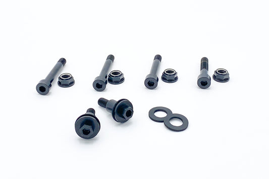 Light Bee 12.9 Cryo Steel Rear Linkage Bolt Kit by Warp9Racing, showing sturdy steel bolts for motorcycle linkage assembly.