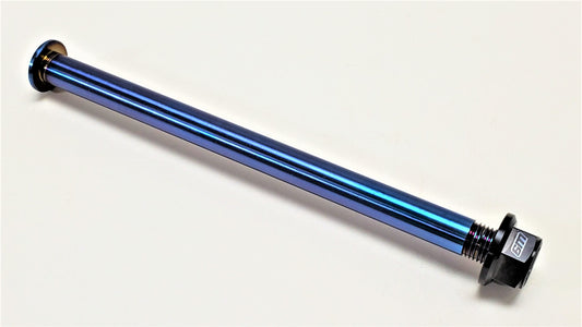Surron Titanium Rear Axle with Nut by Warp9Racing, showcasing the lightweight, durable rear axle for electric dirt bikes.
