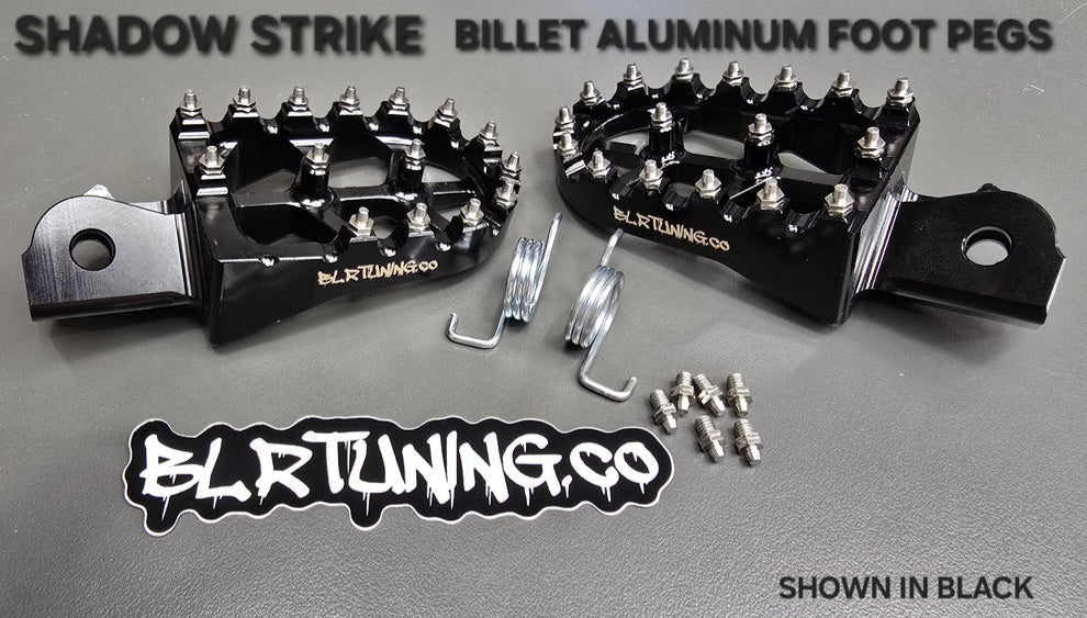 FOOT PEGS FOR STRIKE SHADOW 48v 60v 72v 2026 MODELS BILLET ALUMINUM WITH STAINLESS STEEL TEETH BY BLR TUNING
