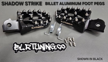 FOOT PEGS FOR STRIKE SHADOW 48v 60v 72v 2026 MODELS BILLET ALUMINUM WITH STAINLESS STEEL TEETH BY BLR TUNING