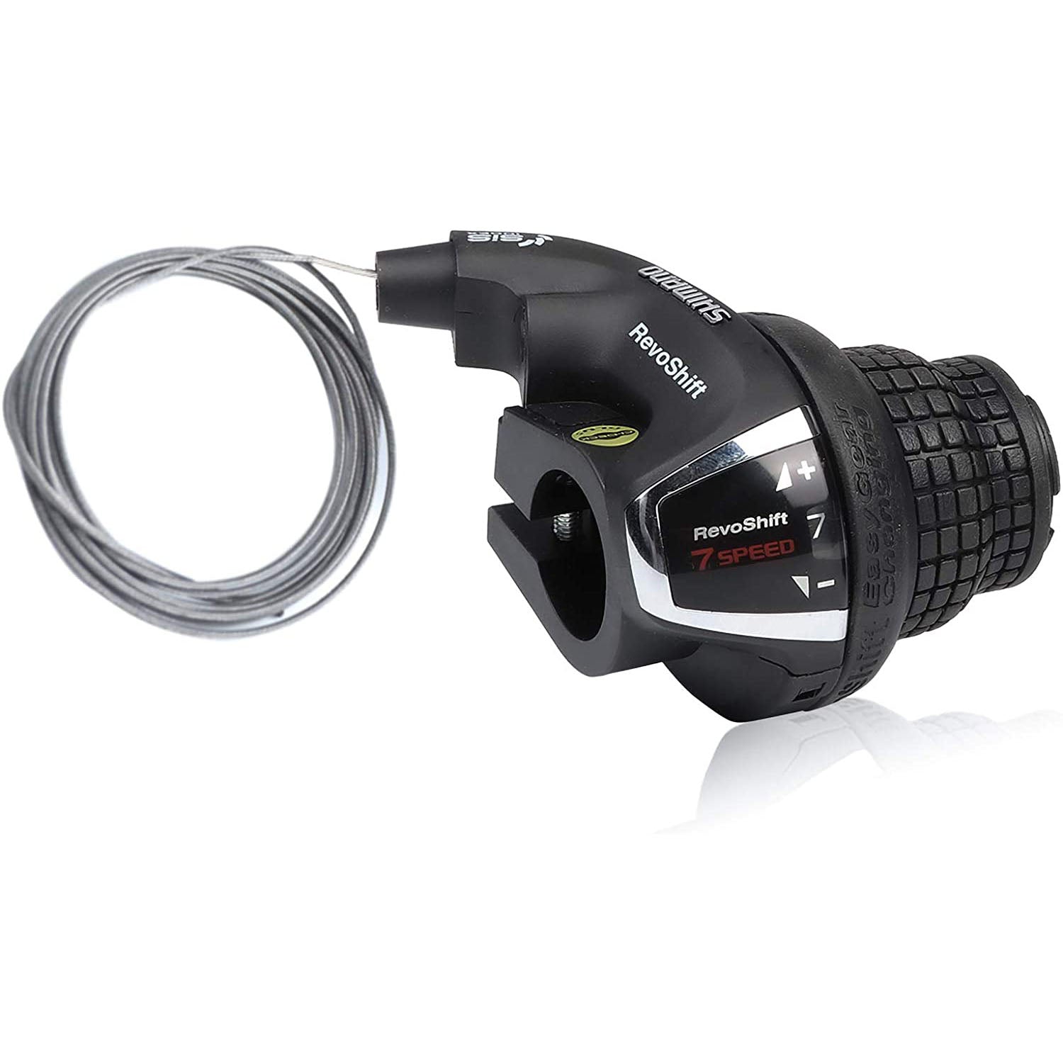 Shimano 7-speed RevoShift SL-RS35 twist grip shifter for bicycles, showcasing the ergonomic grip and gear indicator.