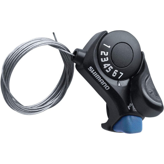 Shimano SL-TX30-7 bicycle gear shifter for mountain bikes, featuring ergonomic design and multiple speed options.