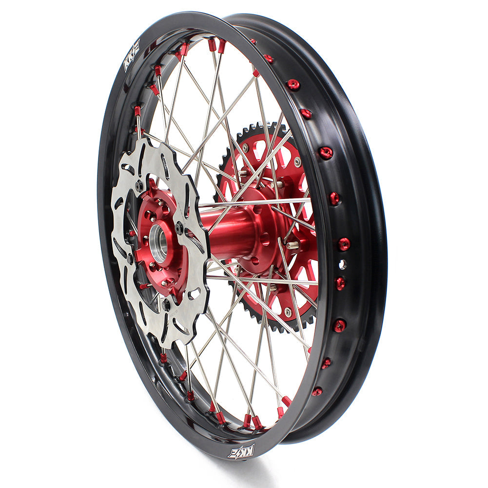 KKE 21 & 19 Wheels for Suzuki RMZ250 2007-2024 RMZ450 2005-2024 Red Nipples - Howling Moto