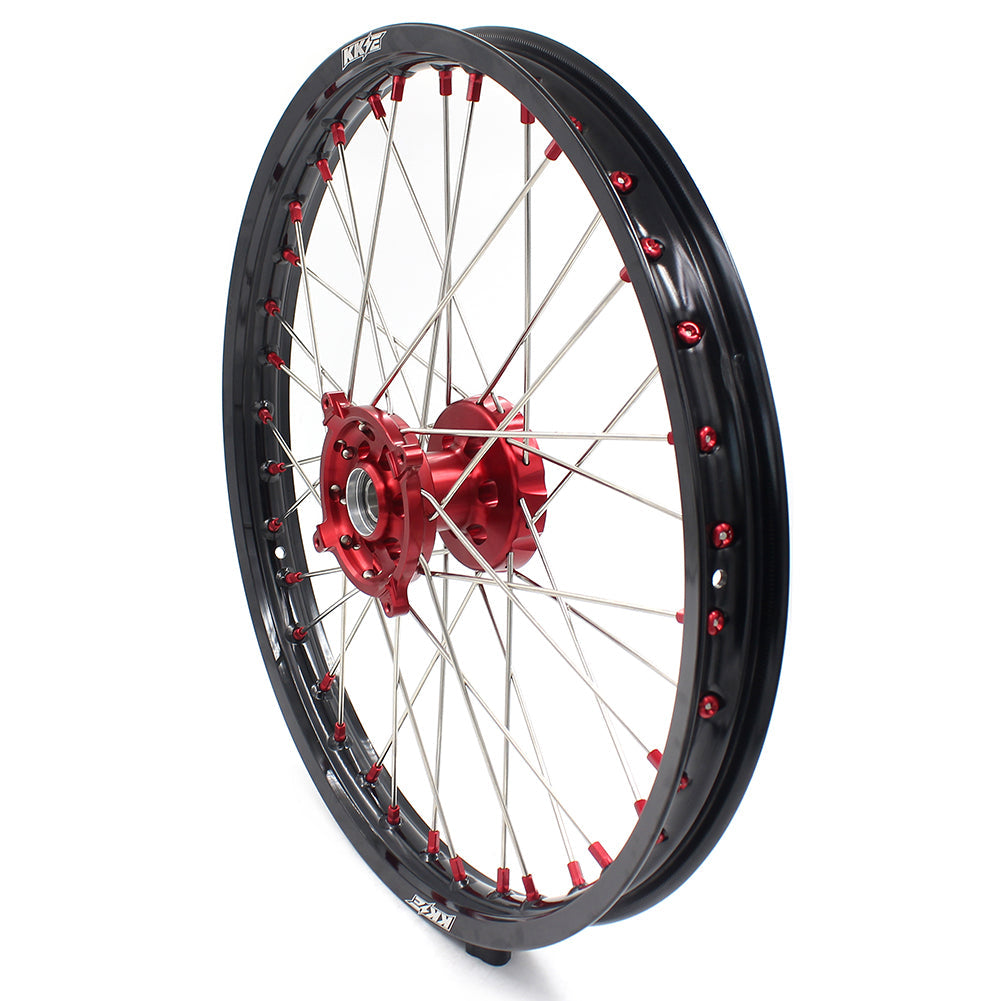 KKE 21 & 19 Wheels for Suzuki RMZ250 2007-2024 RMZ450 2005-2024 Red Nipples - Howling Moto