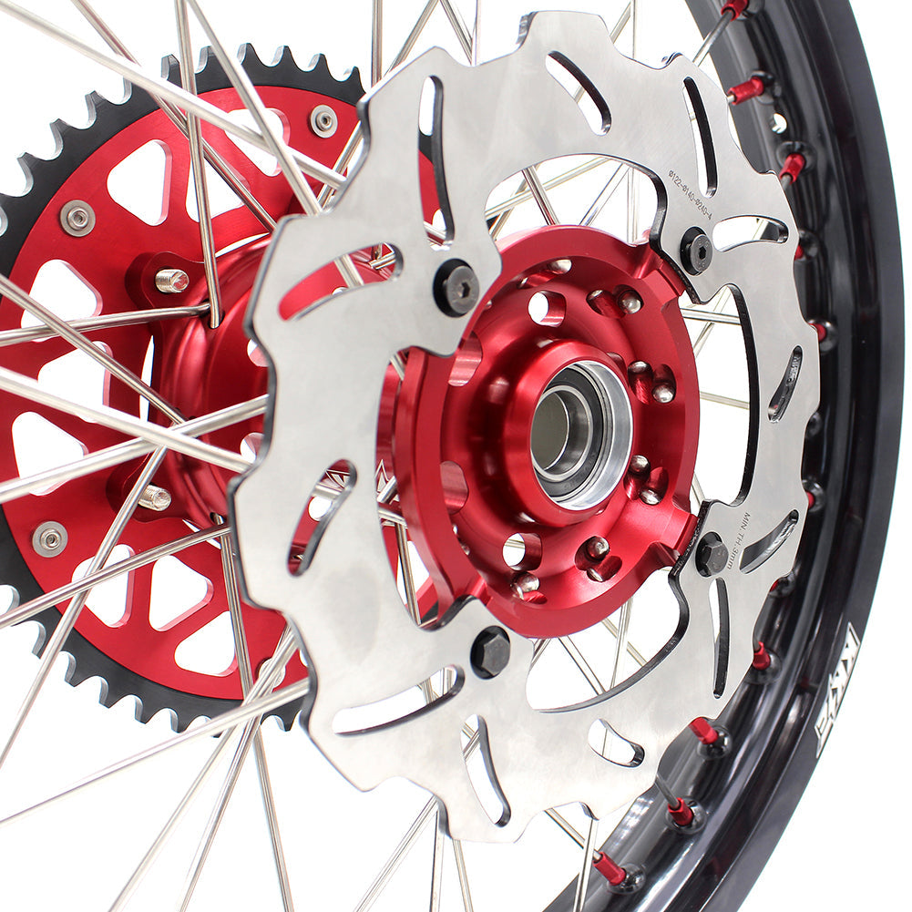 KKE 21 & 19 Wheels for Suzuki RMZ250 2007-2024 RMZ450 2005-2024 Red Nipples - Howling Moto