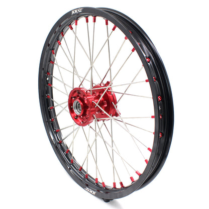 KKE 21 & 19 Wheels for Suzuki RMZ250 2007-2024 RMZ450 2005-2024 Red Nipples - Howling Moto