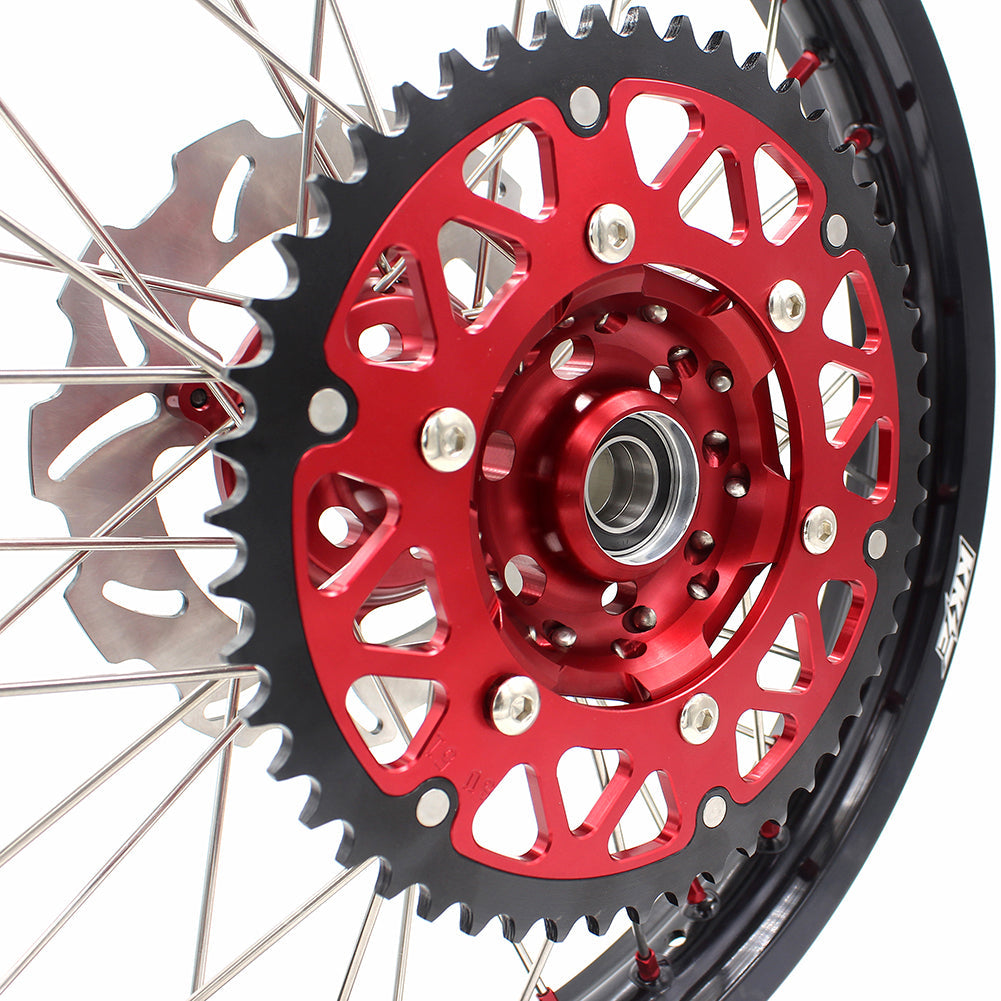 KKE 21 & 19 Wheels for Suzuki RMZ250 2007-2024 RMZ450 2005-2024 Red Nipples - Howling Moto