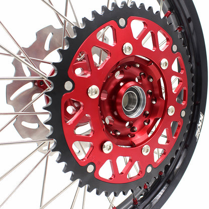 KKE 21 & 19 Wheels for Suzuki RMZ250 2007-2024 RMZ450 2005-2024 Red Nipples - Howling Moto