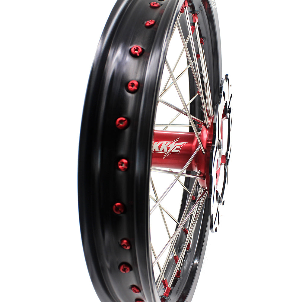 KKE 21 & 19 Wheels for Suzuki RMZ250 2007-2024 RMZ450 2005-2024 Red Nipples - Howling Moto