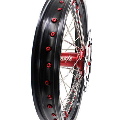 KKE 21 & 19 Wheels for Suzuki RMZ250 2007-2024 RMZ450 2005-2024 Red Nipples - Howling Moto
