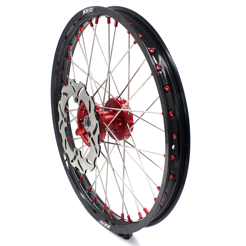KKE 21 & 19 Wheels for Suzuki RMZ250 2007-2024 RMZ450 2005-2024 Red Nipples - Howling Moto