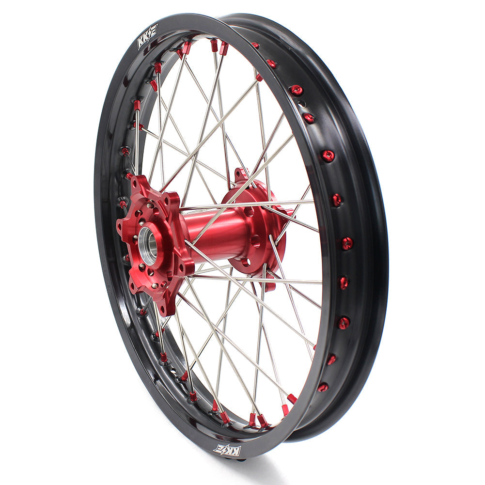 KKE 21 & 19 Wheels for Suzuki RMZ250 2007-2024 RMZ450 2005-2024 Red Nipples - Howling Moto