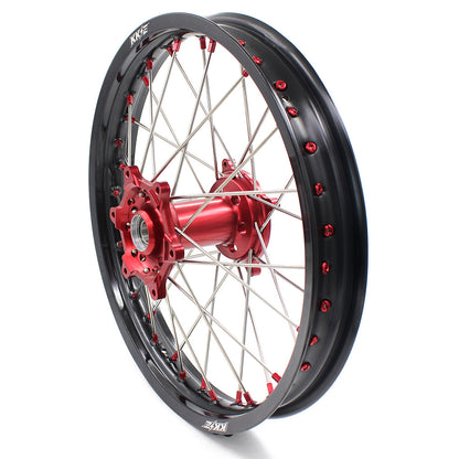 KKE 21 & 19 Wheels for Suzuki RMZ250 2007-2024 RMZ450 2005-2024 Red Nipples - Howling Moto