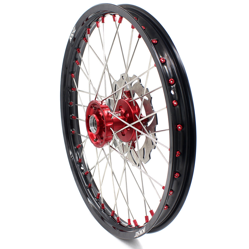 KKE 21 & 19 Wheels for Suzuki RMZ250 2007-2024 RMZ450 2005-2024 Red Nipples - Howling Moto