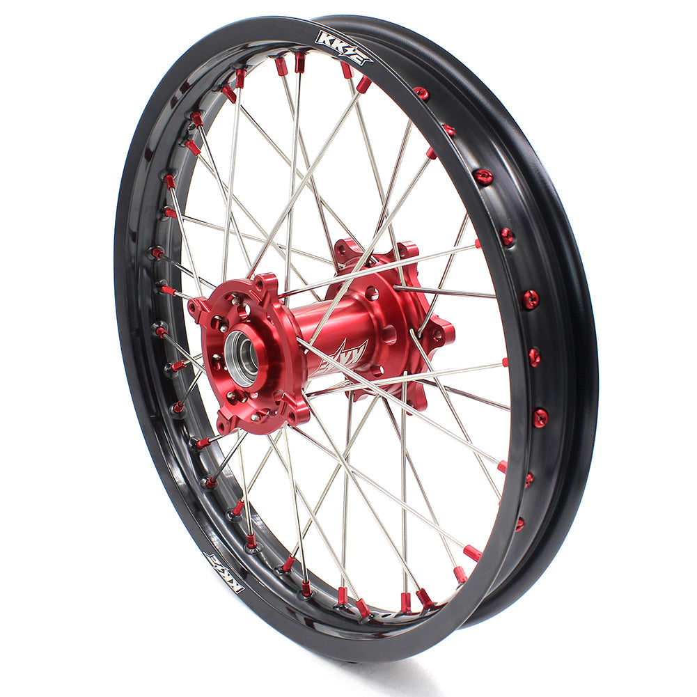 KKE 21 & 19 Wheels for Suzuki RMZ250 2007-2024 RMZ450 2005-2024 Red Nipples - Howling Moto