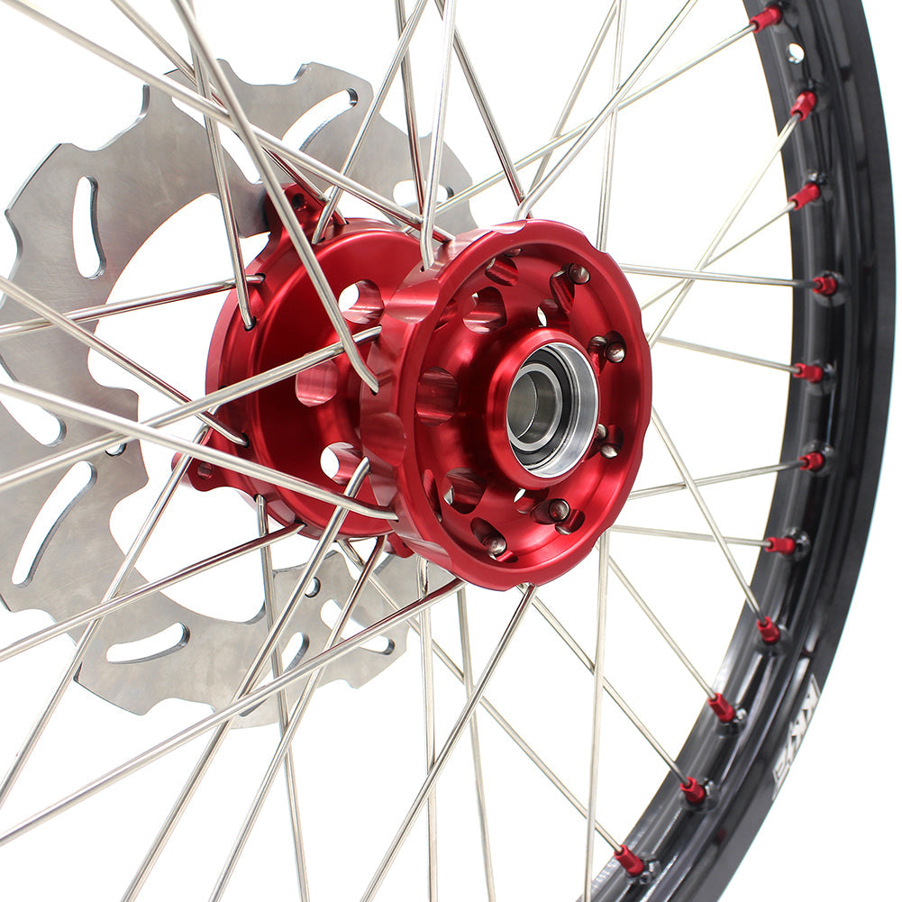 KKE 21 & 19 Wheels for Suzuki RMZ250 2007-2024 RMZ450 2005-2024 Red Nipples - Howling Moto