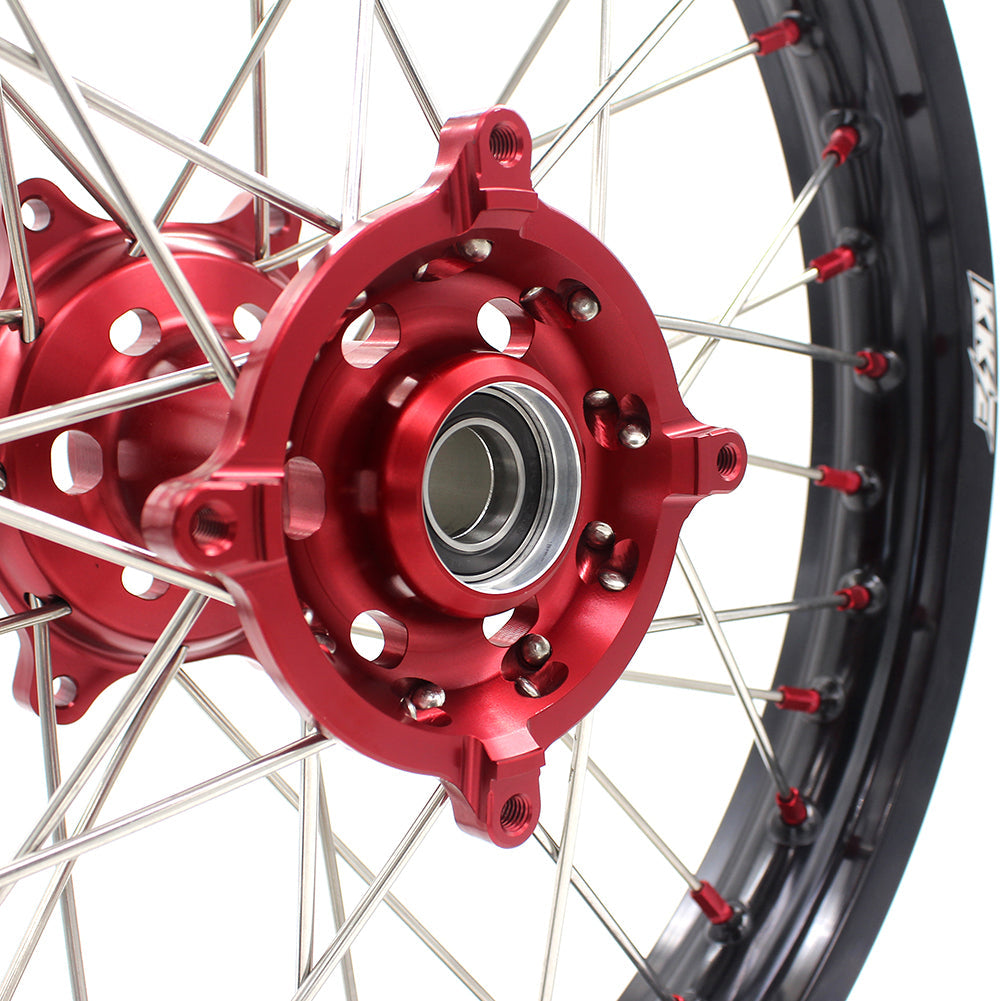KKE 21 & 19 Wheels for Suzuki RMZ250 2007-2024 RMZ450 2005-2024 Red Nipples - Howling Moto