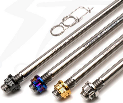 Steady Garage Chimera Engineering GR-5 titanium axle shaft with nuts for Honda Grom rear, M12 x 310mm length, universal fitment