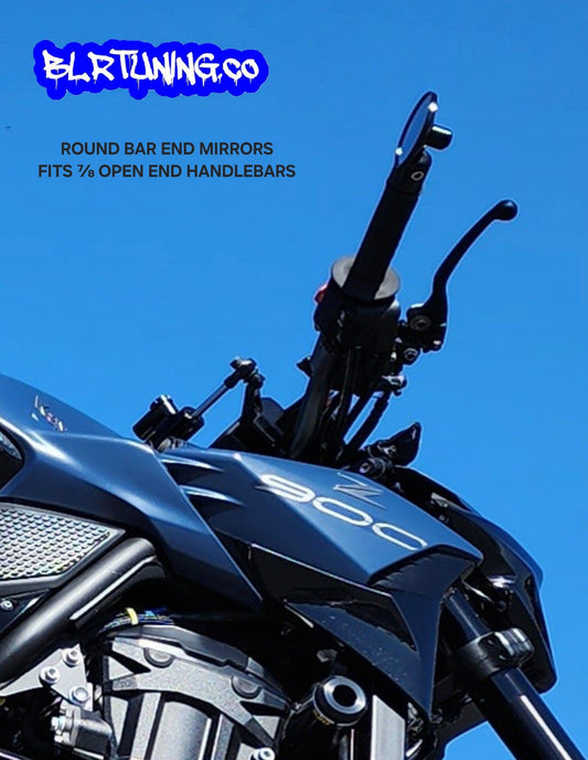 ROUND BAR END MIRRORS SOLID MOUNT NON FOLDING UNIVERSAL FIT FOR 7/8 OPEN END MOTORCYCLE HANDLEBARS - Howling Moto