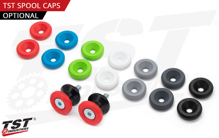 TST Spooled Captive Chain Adjusters for Kawasaki Z125 PRO 2017-2026, CNC aluminum motorcycle chain adjusters.