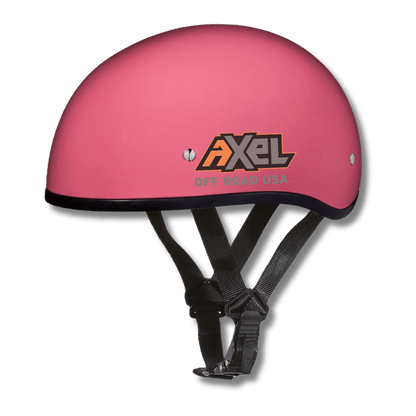 Side view of AXEL OFF ROAD pink D.O.T. off-road trail helmet with ventilation and adjustable strap for off-road riding.