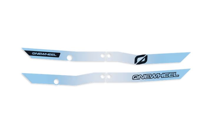 Onewheel XR Classic Recurve Rail Guards in SkyFade color protecting the rail of the electric skateboard.