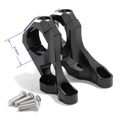 Black handlebar riser for Surron LBX, Talaria, E Ride Pro, and Rawrr Mantis X electric bikes by eDirtyBike, solid-mount design
