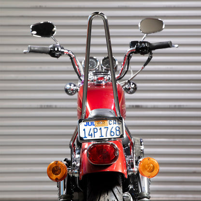 Chrome BILTWELL EXFIL Sissy Bar XL for motorcycle, featuring a sleek, polished metal body with mounting points visible.