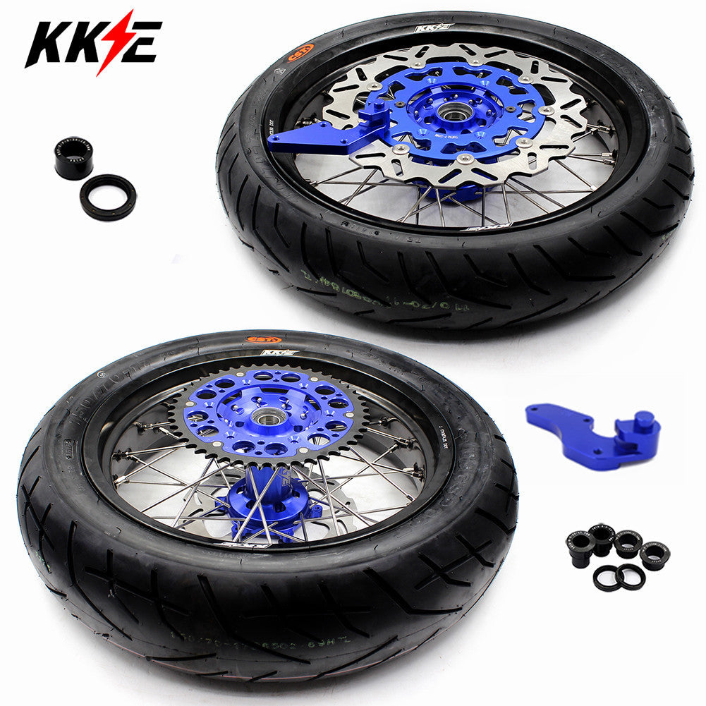 KKE 17 Inch Supermoto Rims Tires For YAMAHA WR250F 2001-2019 WR450F 2003-2018 - Howling Moto