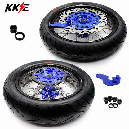 KKE 17 Inch Supermoto Rims Tires For YAMAHA WR250F 2001-2019 WR450F 2003-2018 - Howling Moto