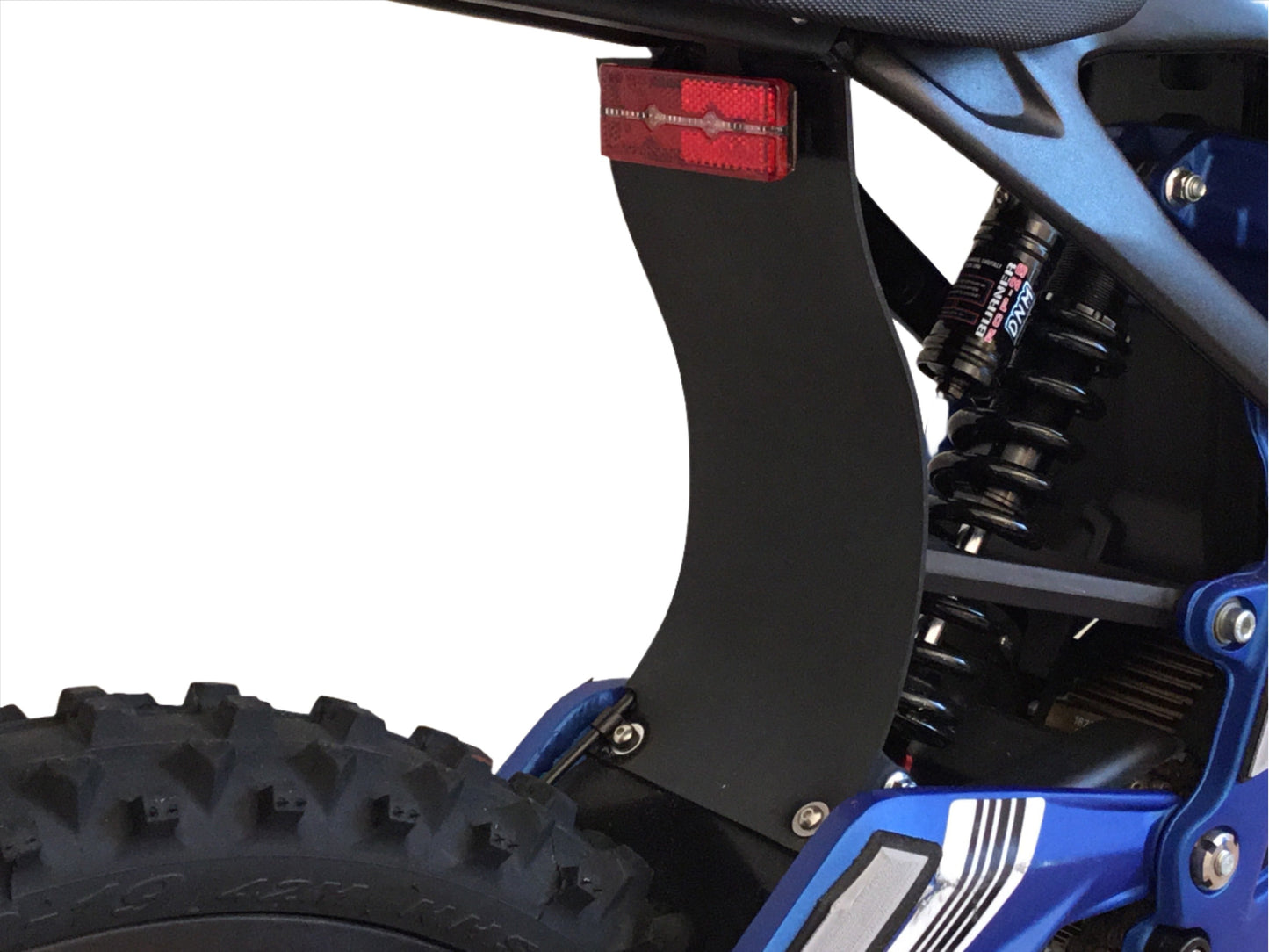 eDirtyBike Shock Protector mud guard for Sur-Ron LBX, XL size, rear dirt and shock flap for seat extension protection.