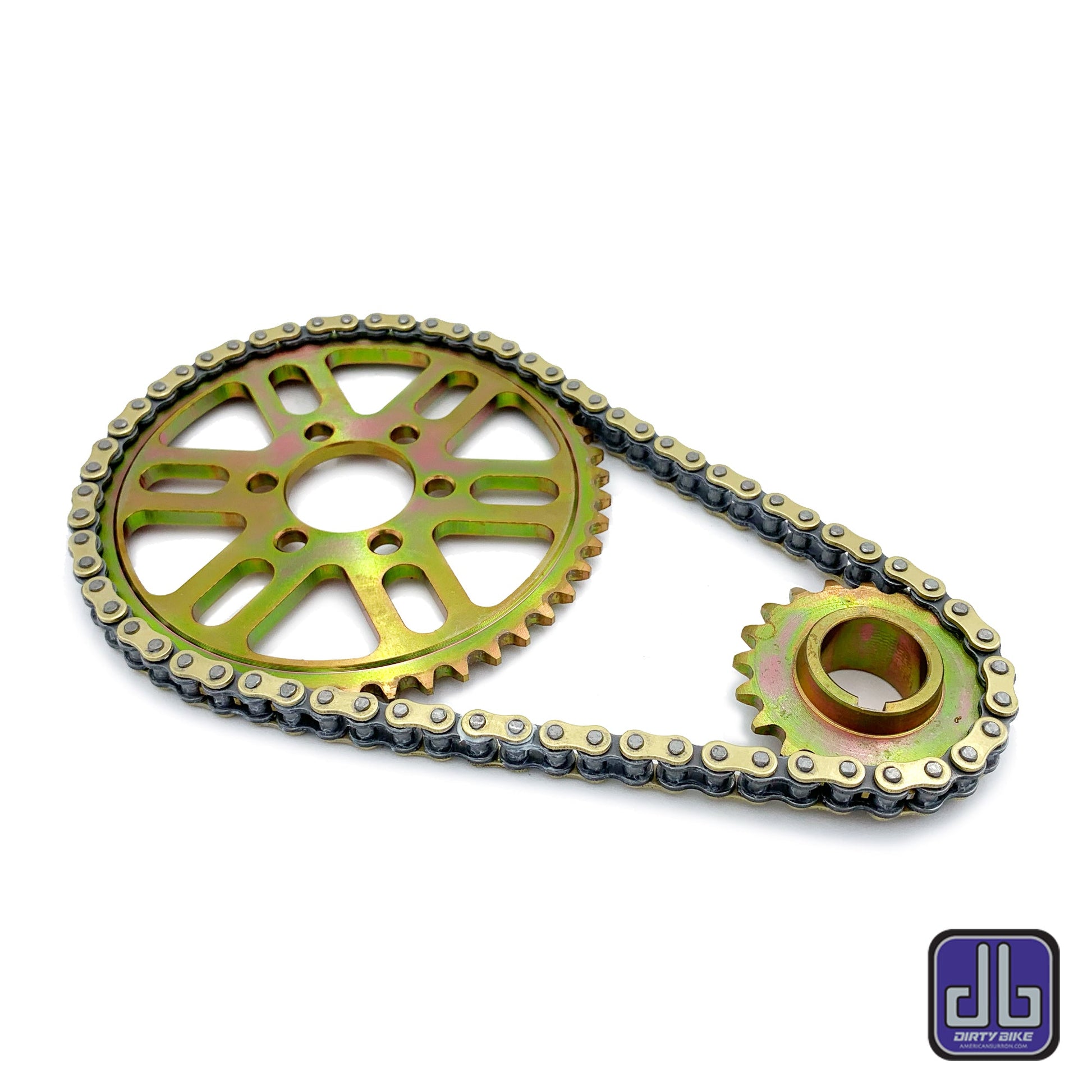 Surron LBX chain drive conversion kit with 219 RK non-sealed chain for primary belt to chain conversion, by eDirtyBike.