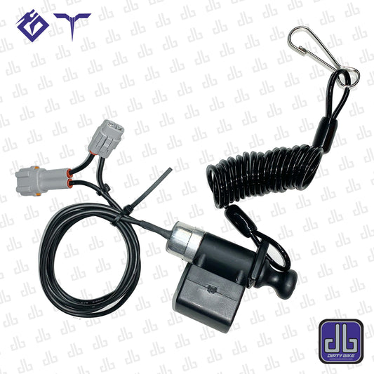 Safety tethered kill switch for Surron LBX, Talaria, and E Ride Pro electric bikes by eDirtyBike, featuring a durable design.