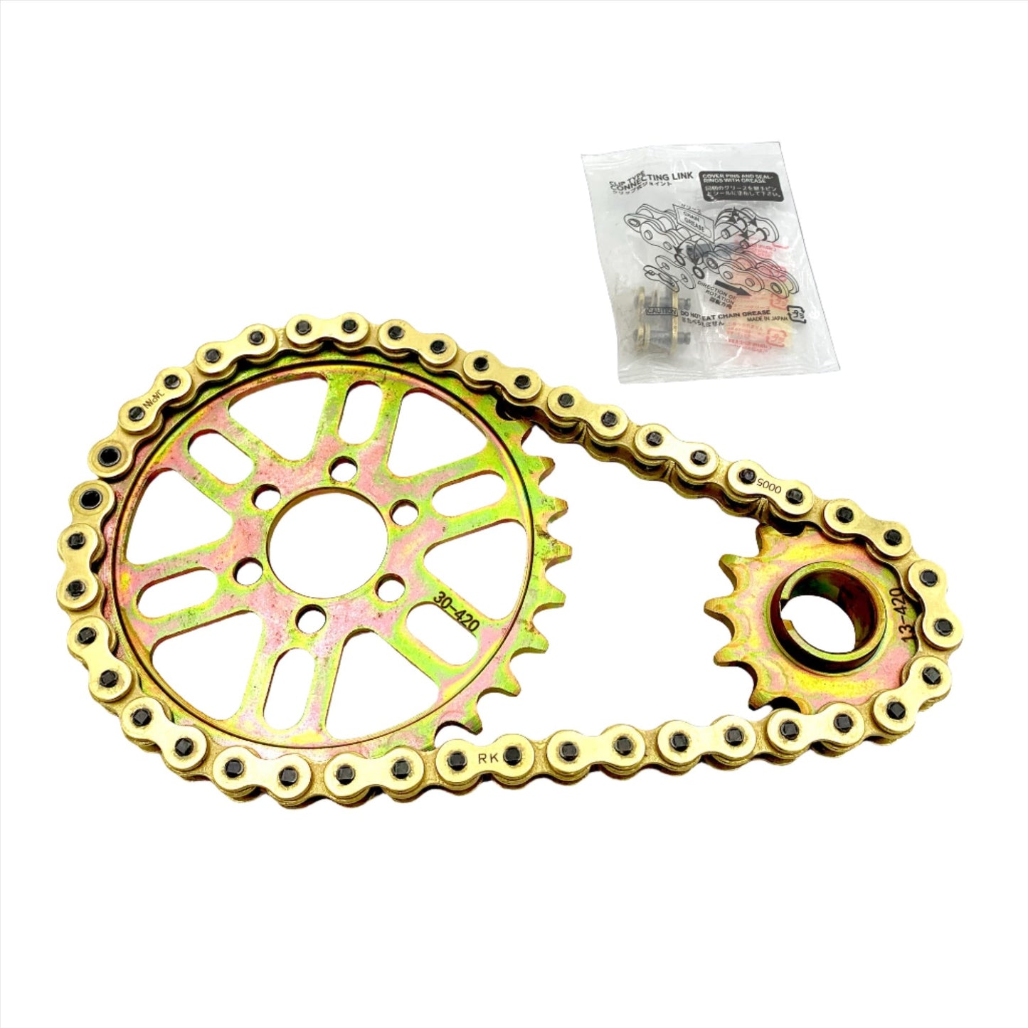 eDirtyBike SS 2.0 3.0 chain drive LBX conversion with gold replacement chain for Surron-LBX 420 e-bike by RK MXU E Ride Pro