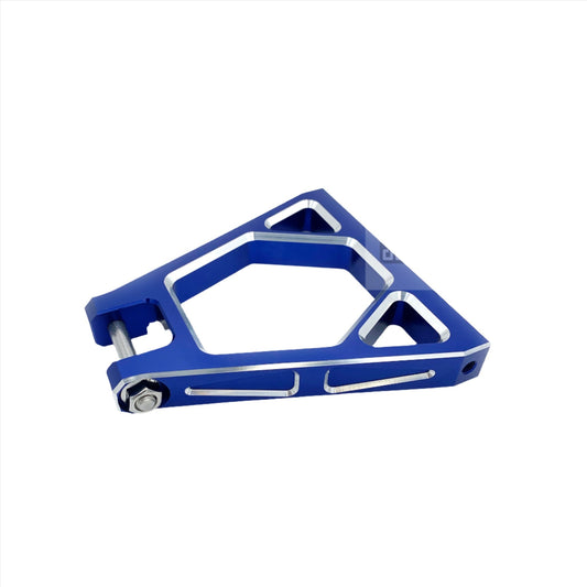 Blue aluminum suspension triangle for Surron Light Bee DB from eDirtyBike, designed for improved bike stability and performance.