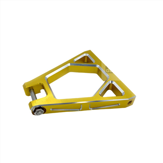 Gold aluminum suspension triangle for Surron Light Bee LBX electric bike by eDirtyBike, showcasing the sturdy, lightweight component.