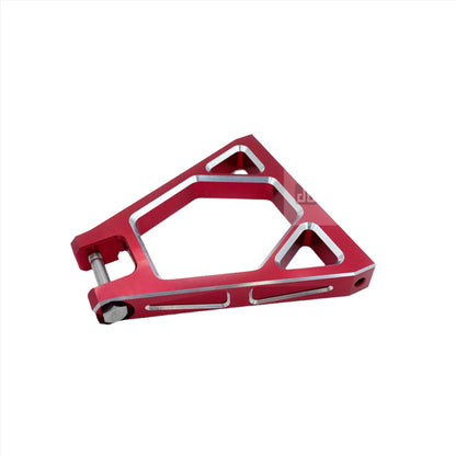 Red aluminum suspension triangle for Surron Light Bee DB electric bike, designed by eDirtyBike for enhanced durability and performance.
