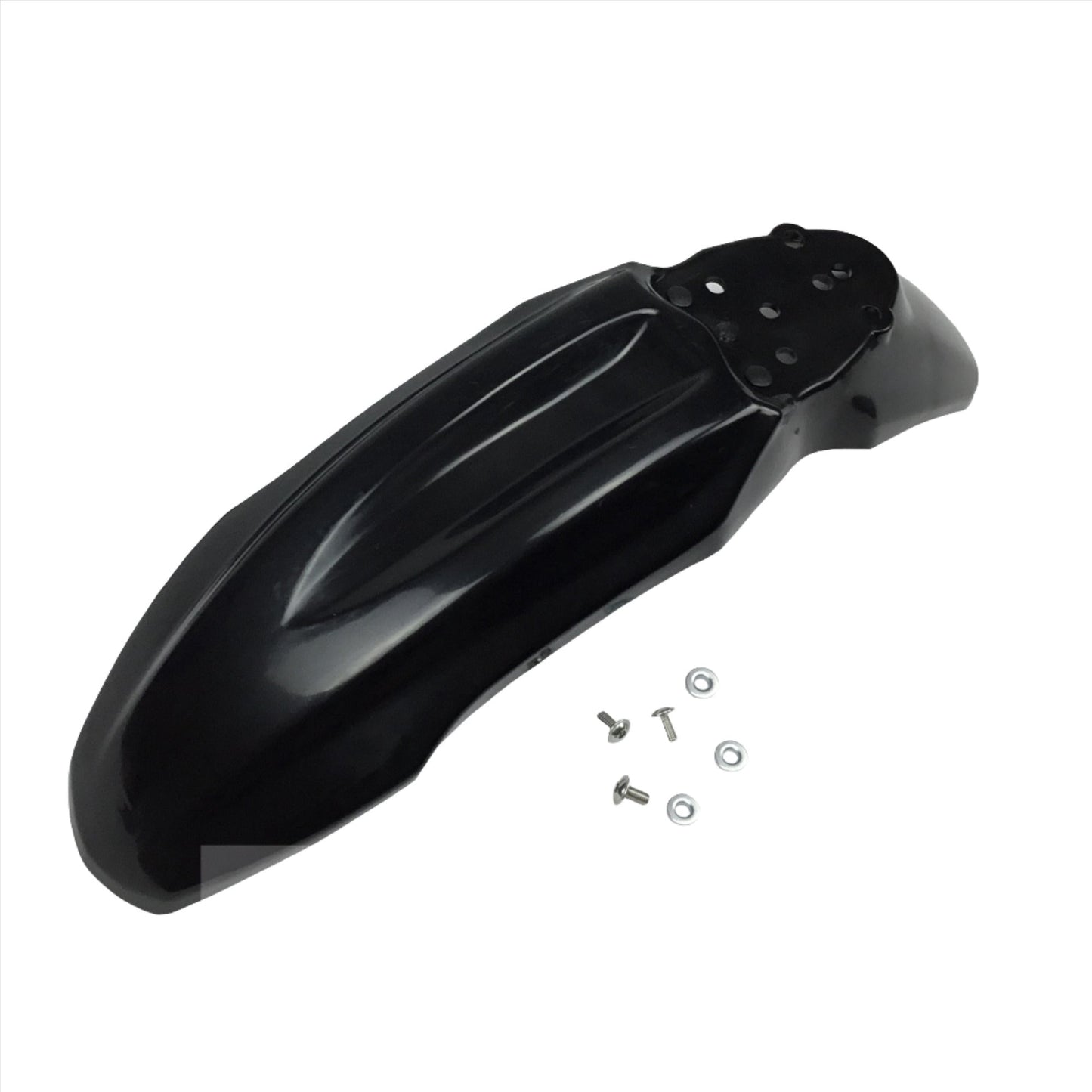 Black Fat Boy front fender for Surron LightBee DB, Talaria Sting MX3, and MX4 eDirtyBike electric bikes.