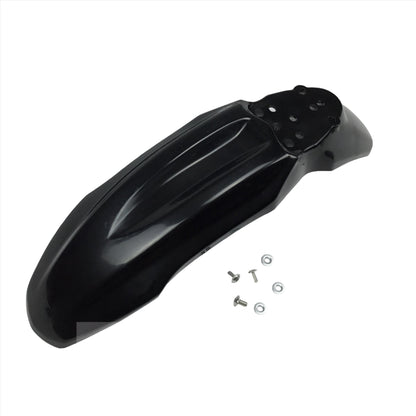 Black Fat Boy front fender for Surron LightBee DB, Talaria Sting MX3, and MX4 eDirtyBike electric bikes.