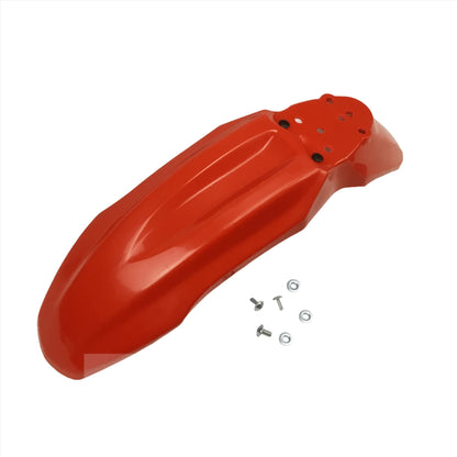 Red Surron Light Bee DB front fender by eDirtyBike for LBX, Talaria Sting MX3, and MX4 electric dirt bikes.