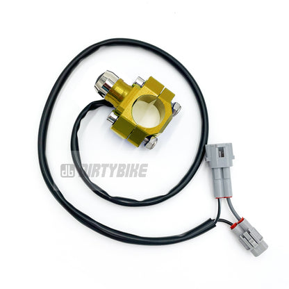 eDirtyBike Surron Light Bee DB headlight switch in gold, compatible with Talaria Sting MX3 and Surron LBX electric bikes.