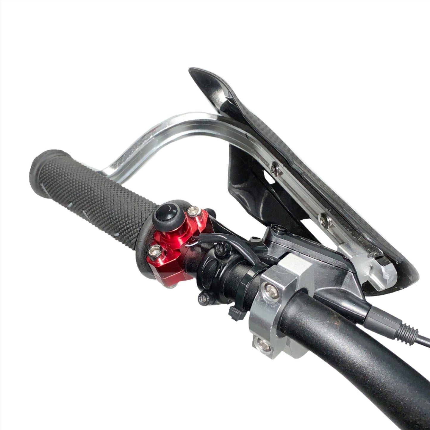 Aluminum start button switch by eDirtyBike on a Surron Light Bee electric bike for easy ignition control.