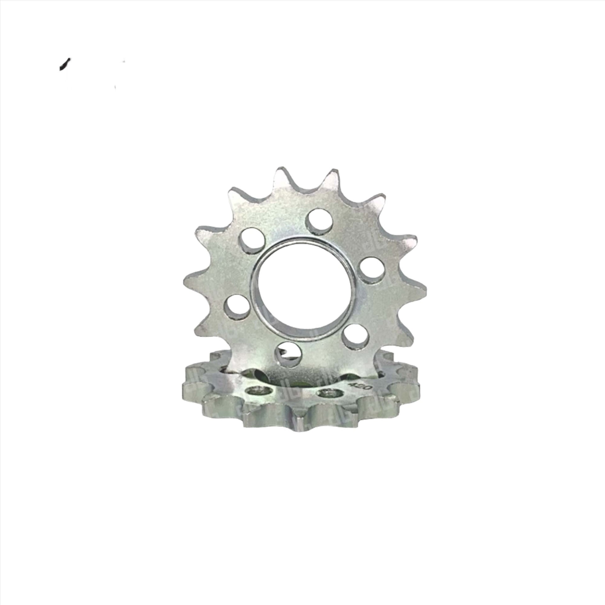 Front sprocket for Surron Light Bee LBX, 14-tooth eDirtyBike sprocket with metal teeth and black finish.