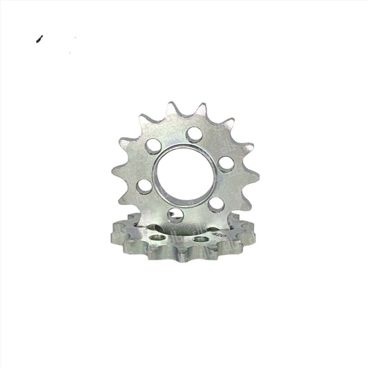 Front sprocket for Surron Light Bee LBX, 14-tooth eDirtyBike sprocket with metal teeth and black finish.