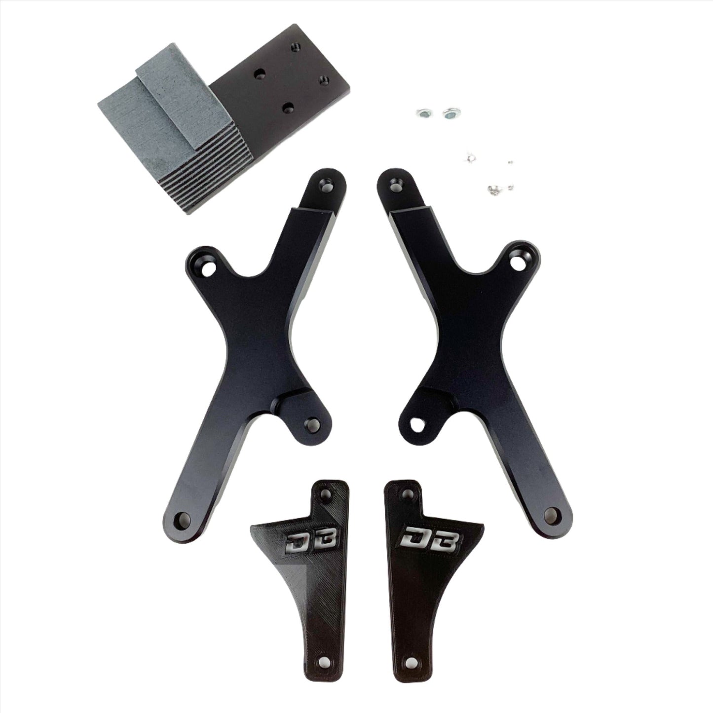 Black Surron Light Bee LBX seat riser kit by eDirtyBike, showing the elevated seat and mounting hardware for improved rider comfort.