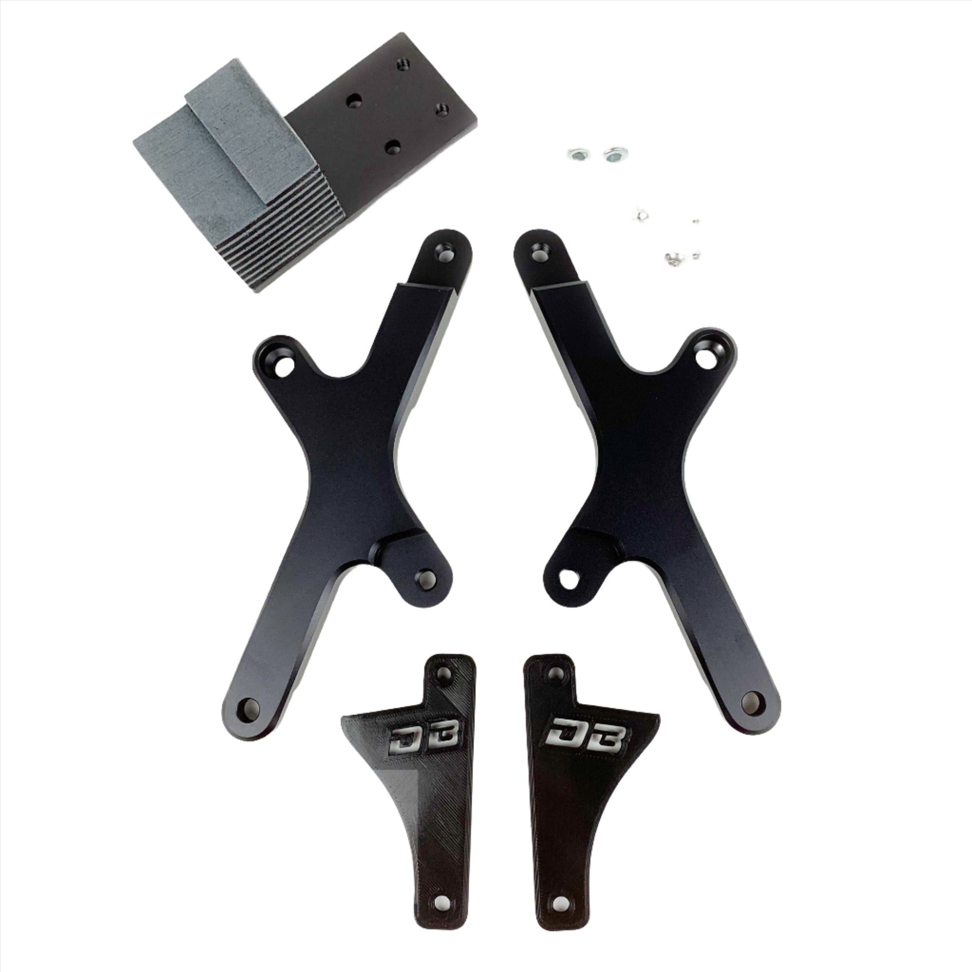 Black Surron Light Bee LBX seat riser kit by eDirtyBike, showing the elevated seat and mounting hardware for improved rider comfort.